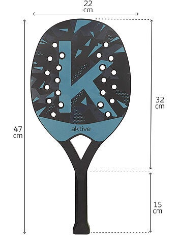 Aktive set di 2 pagaie da spiaggia 22x32x47 cm con palla e sacca a rete