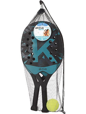 Aktive set di 2 pagaie da spiaggia 22x32x47 cm con palla e sacca a rete