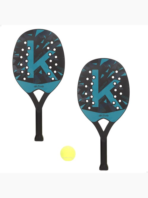 Aktive set di 2 pagaie da spiaggia 22x32x47 cm con palla e sacca a rete - Kiabi