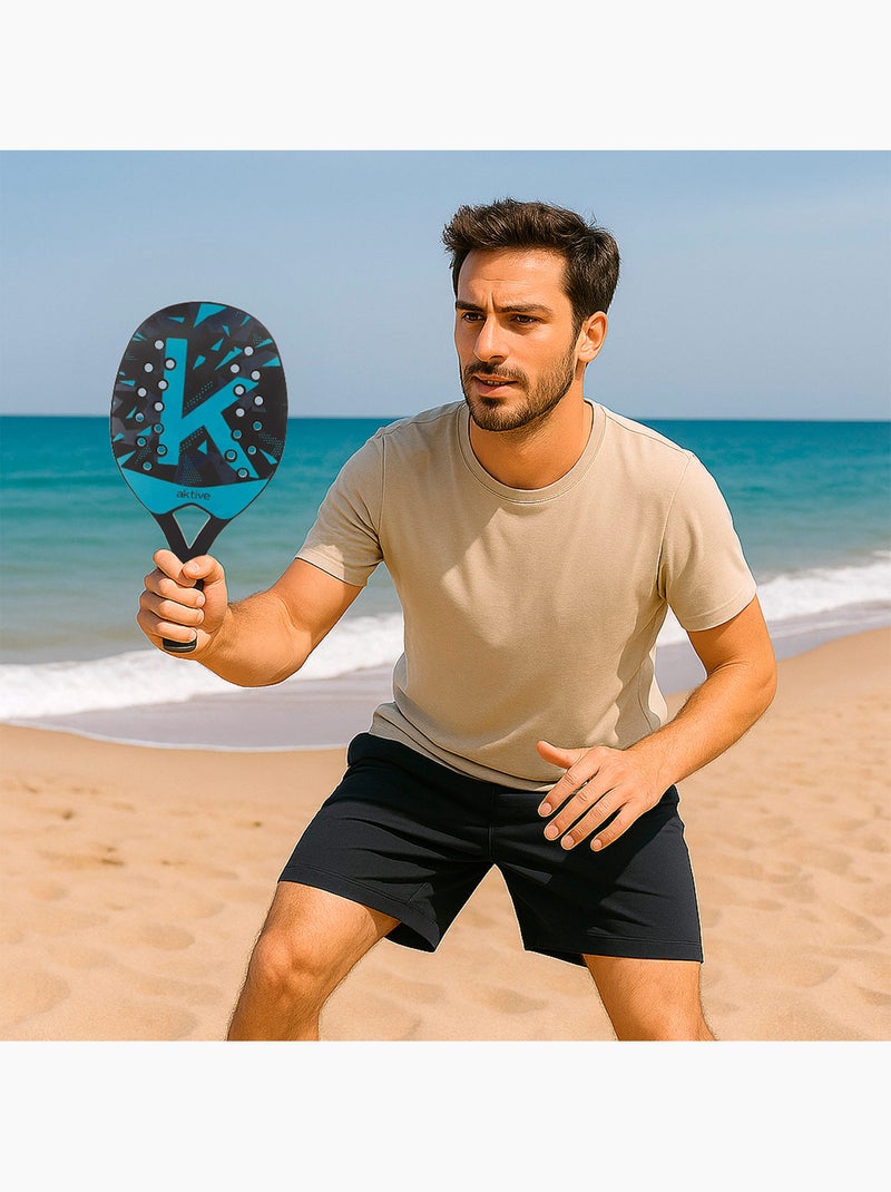 Aktive set di 2 pagaie da spiaggia 22x32x47 cm con palla e sacca a rete N/D - Kiabi