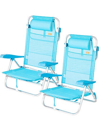 Aktive set di 2 sedie da spiaggia basse multiposizione 47x49x82 cm caribe