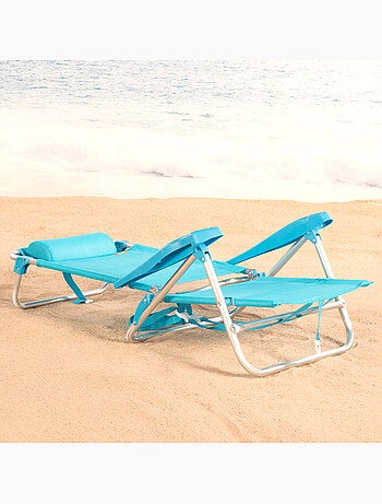 Aktive set di 2 sedie da spiaggia basse multiposizione 47x49x82 cm caribe