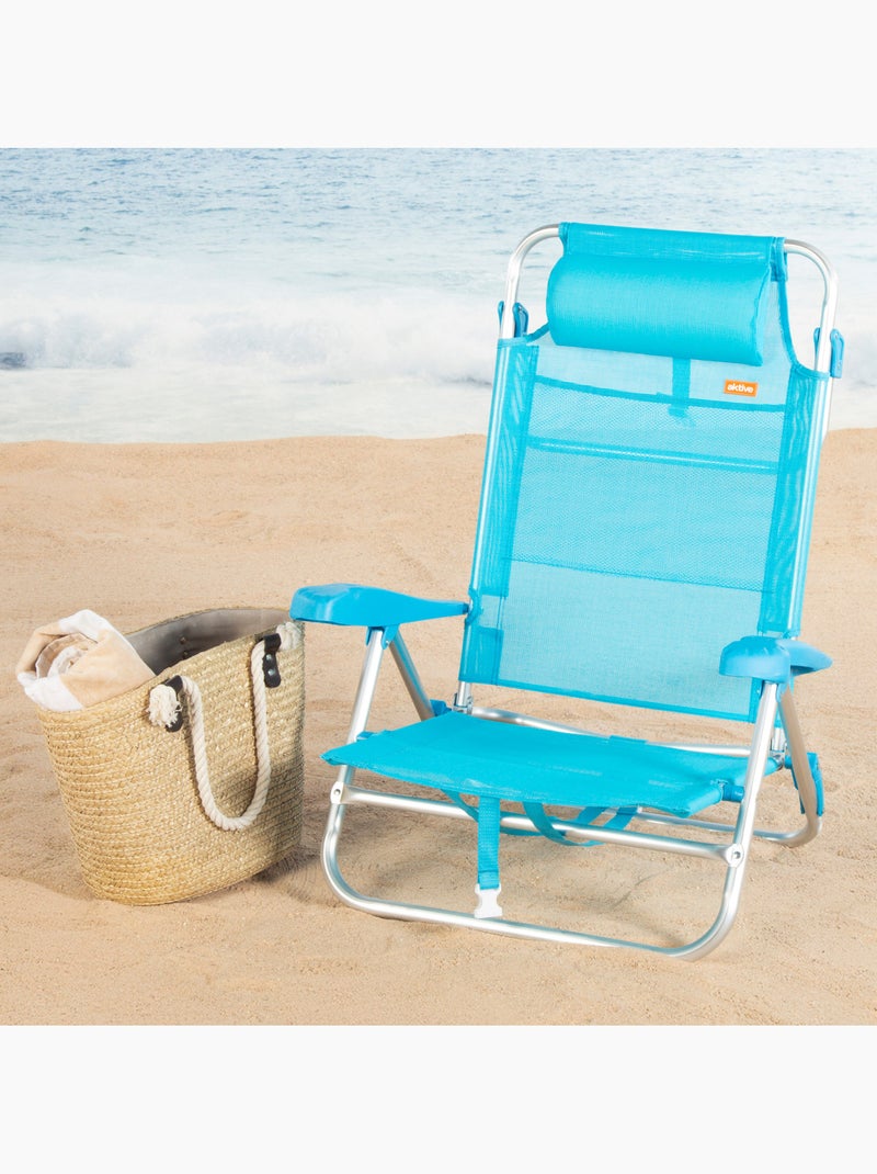Aktive set di 2 sedie da spiaggia basse multiposizione 47x49x82 cm caribe Blu - Kiabi
