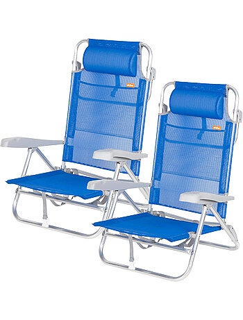 Aktive set di 2 sedie da spiaggia basse multiposizione 47x49x82 cm gomera