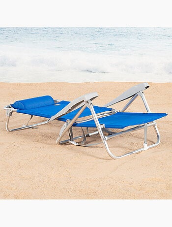 Aktive set di 2 sedie da spiaggia basse multiposizione 47x49x82 cm gomera