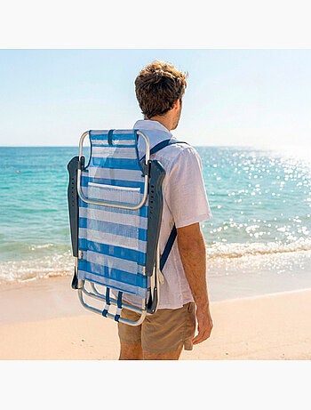 Aktive set di 2 sedie da spiaggia basse multiposizione 47x49x82 cm stile nautico