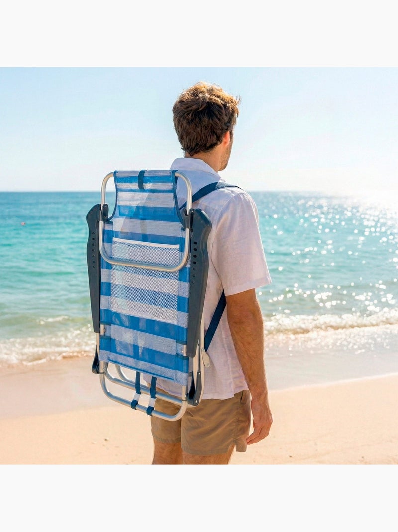 Aktive set di 2 sedie da spiaggia basse multiposizione 47x49x82 cm stile nautico Blu Bianco - Kiabi