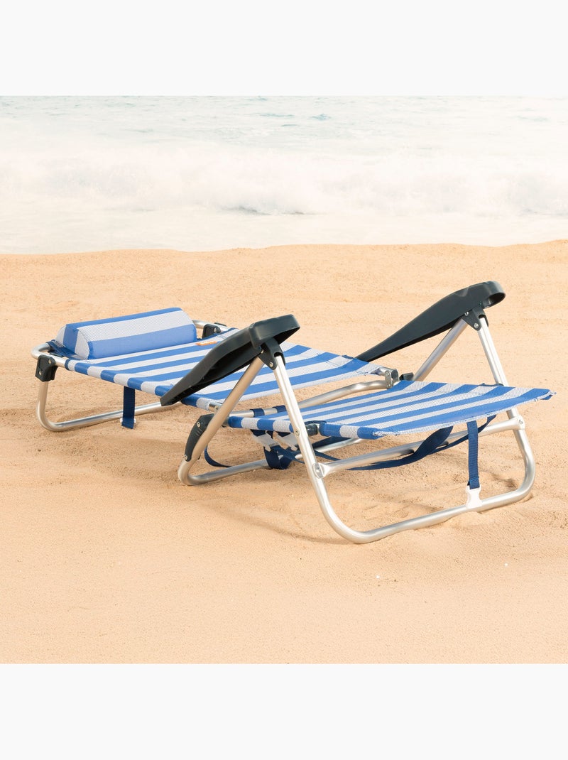 Aktive set di 2 sedie da spiaggia basse multiposizione 47x49x82 cm stile nautico Blu Bianco - Kiabi
