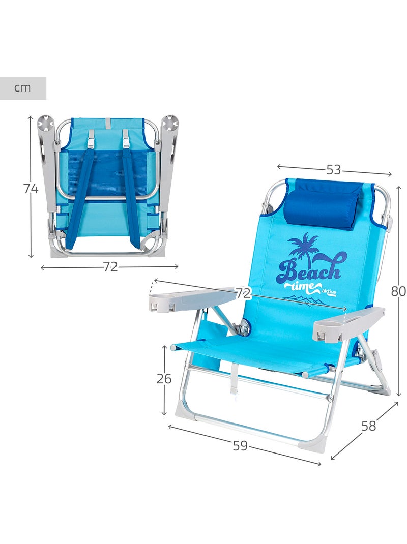 Aktive set di 2 sedie da spiaggia basse pieghevoli Blu - Kiabi