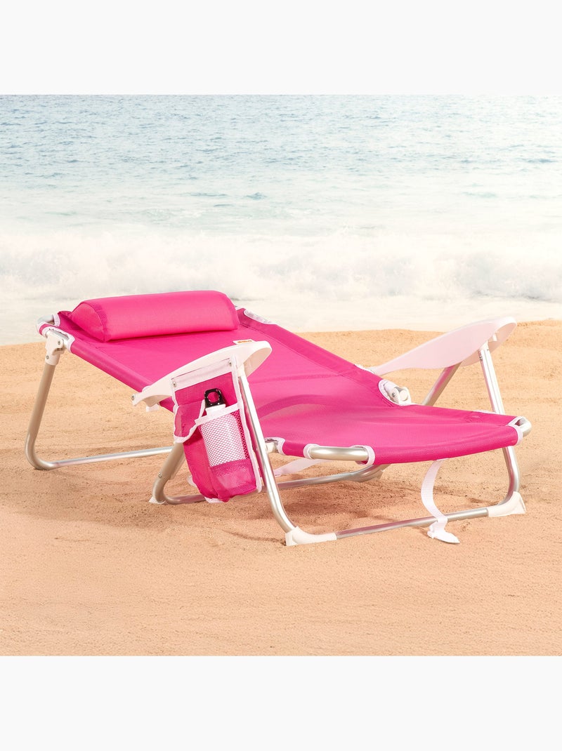 Aktive set di 2 sedie da spiaggia basse pieghevoli multiposizione 51x45x76 cm fucsia Rosa fucsia - Kiabi