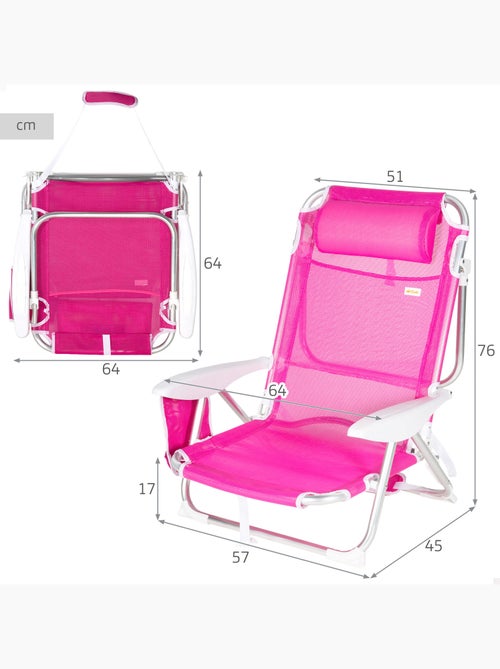 Aktive set di 2 sedie da spiaggia basse pieghevoli multiposizione 51x45x76 cm fucsia - Kiabi Aktive set di 2 sedie da spiaggia basse pieghevoli multiposizione 51x45x76 cm fucsia - Kiabi