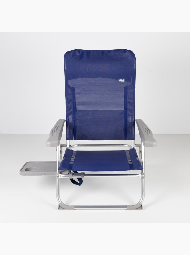 Aktive set di 2 sedie da spiaggia pieghevoli multiposizione con tavolo e cuscino Blu marino - Kiabi