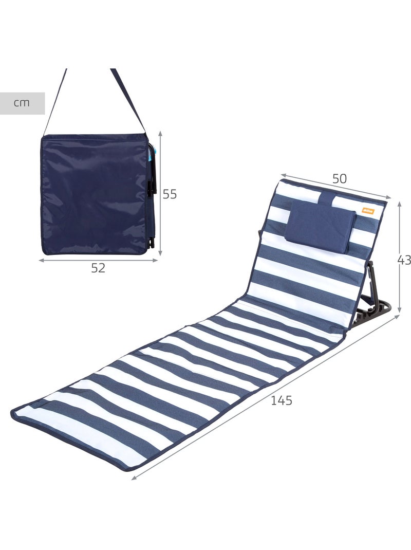 Aktive tappeto pieghevole reclinabile con cuscino 145x50x43 cm Blu Bianco - Kiabi