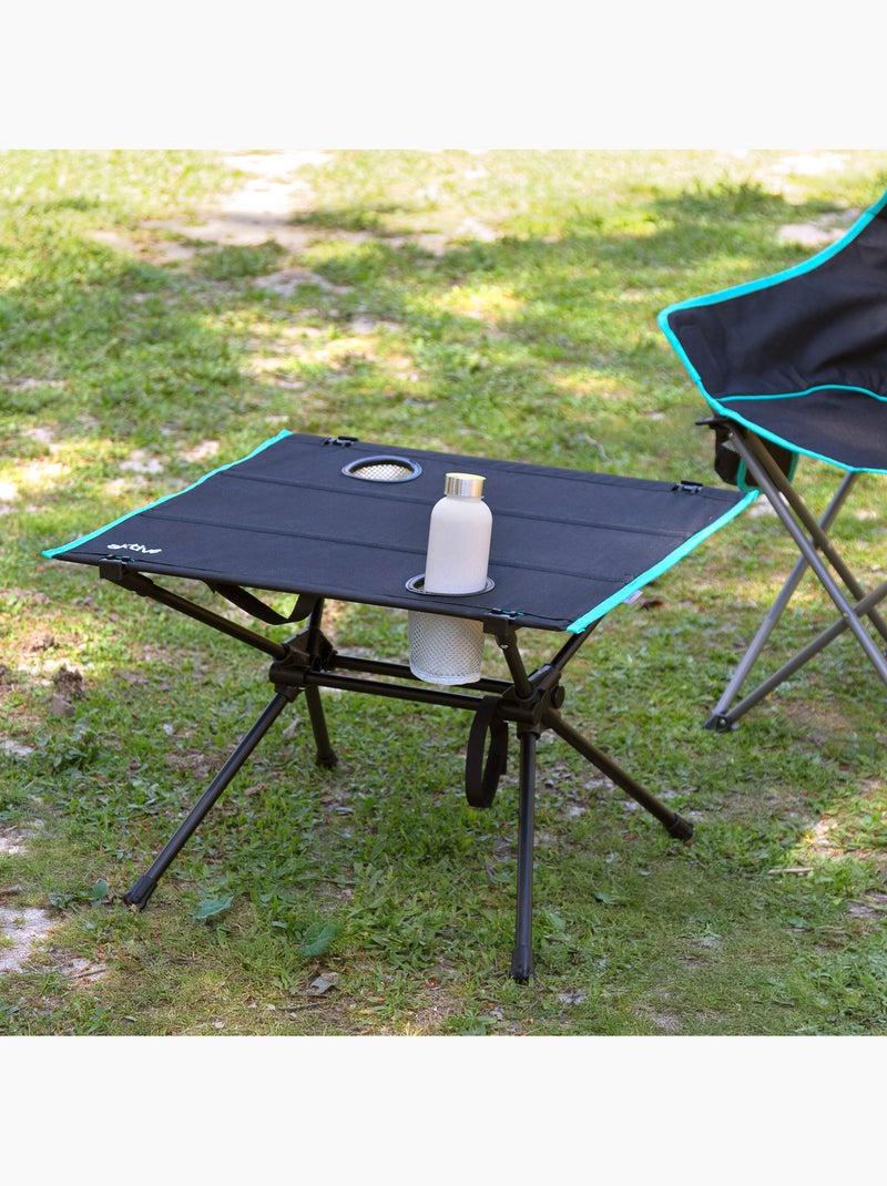 Aktive tavolo da campeggio pieghevole 62x56x42 cm con portabicchieri Nero - Kiabi