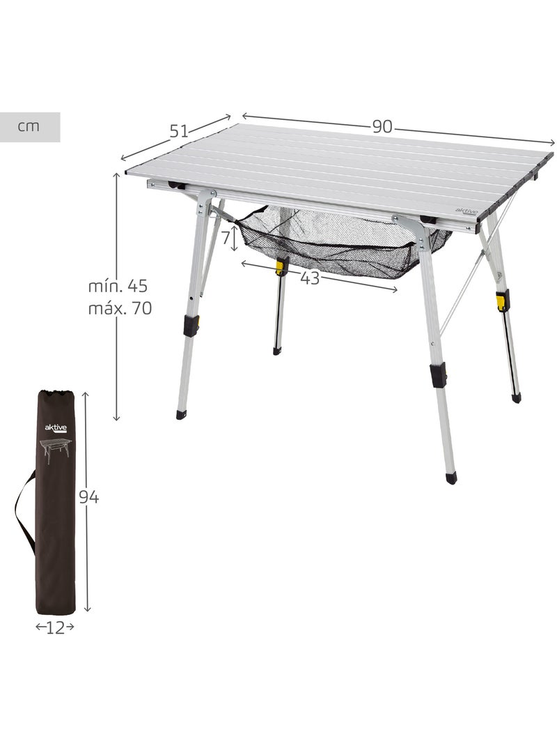 Aktive tavolo da campeggio pieghevole in alluminio antiscivolo e rimovibile, regolabile in altezza Grigio - Kiabi