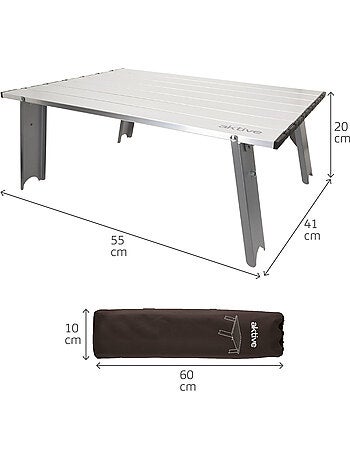 Aktive tavolo da campeggio pieghevole ultraleggero in alluminio 55x41x20 cm