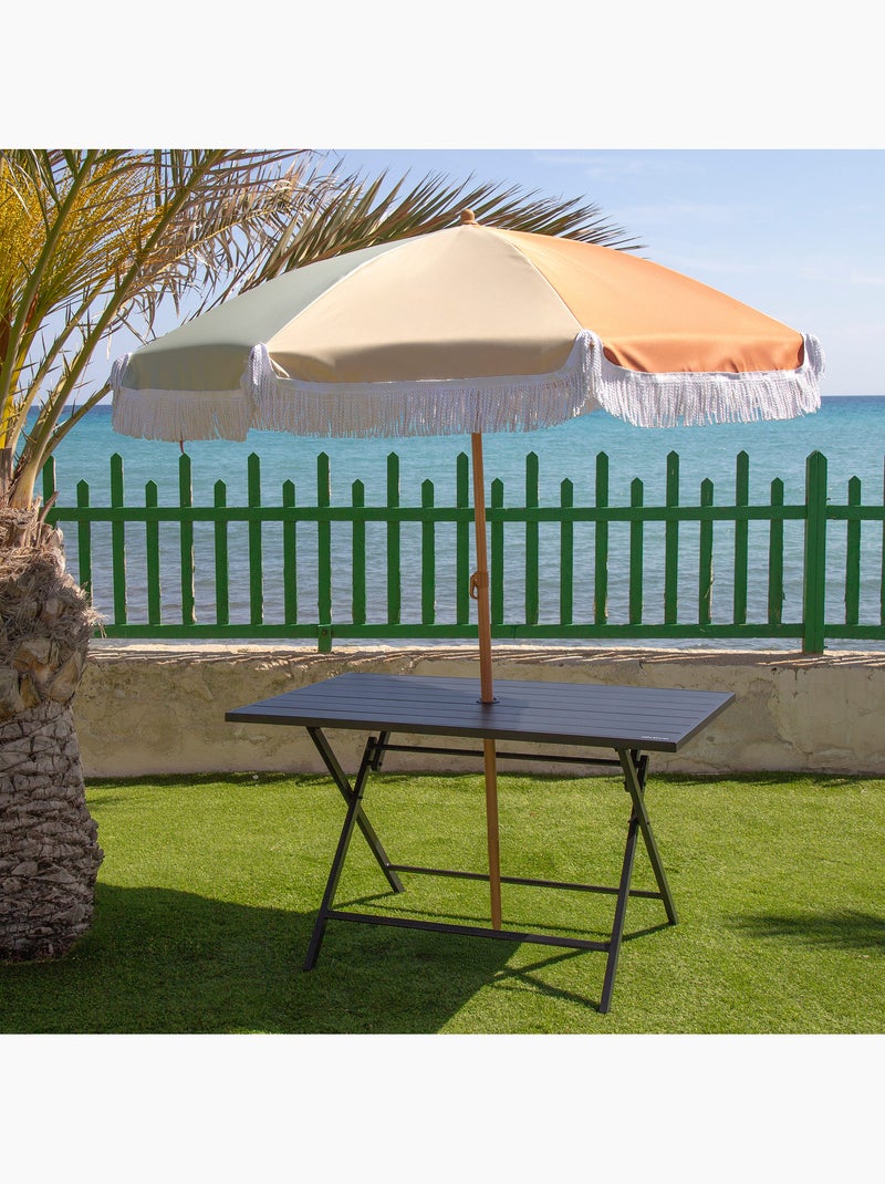 Aktive tavolo da giardino pieghevole in acciaio per 4 persone con foro per ombrellone 120x75x70 cm Nero - Kiabi