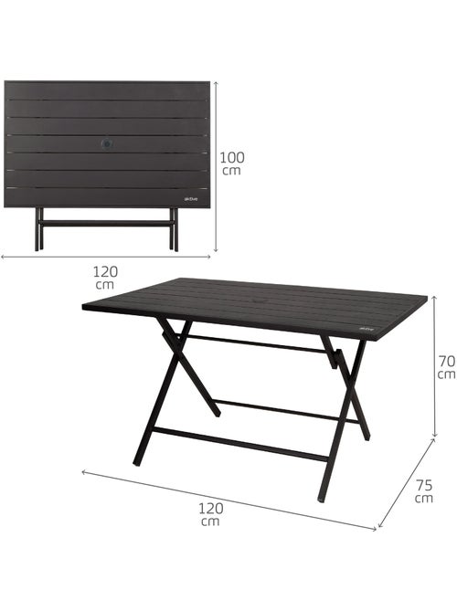 Aktive tavolo da giardino pieghevole in acciaio per 4 persone con foro per ombrellone 120x75x70 cm - Kiabi Aktive tavolo da giardino pieghevole in acciaio per 4 persone con foro per ombrellone 120x75x70 cm - Kiabi
