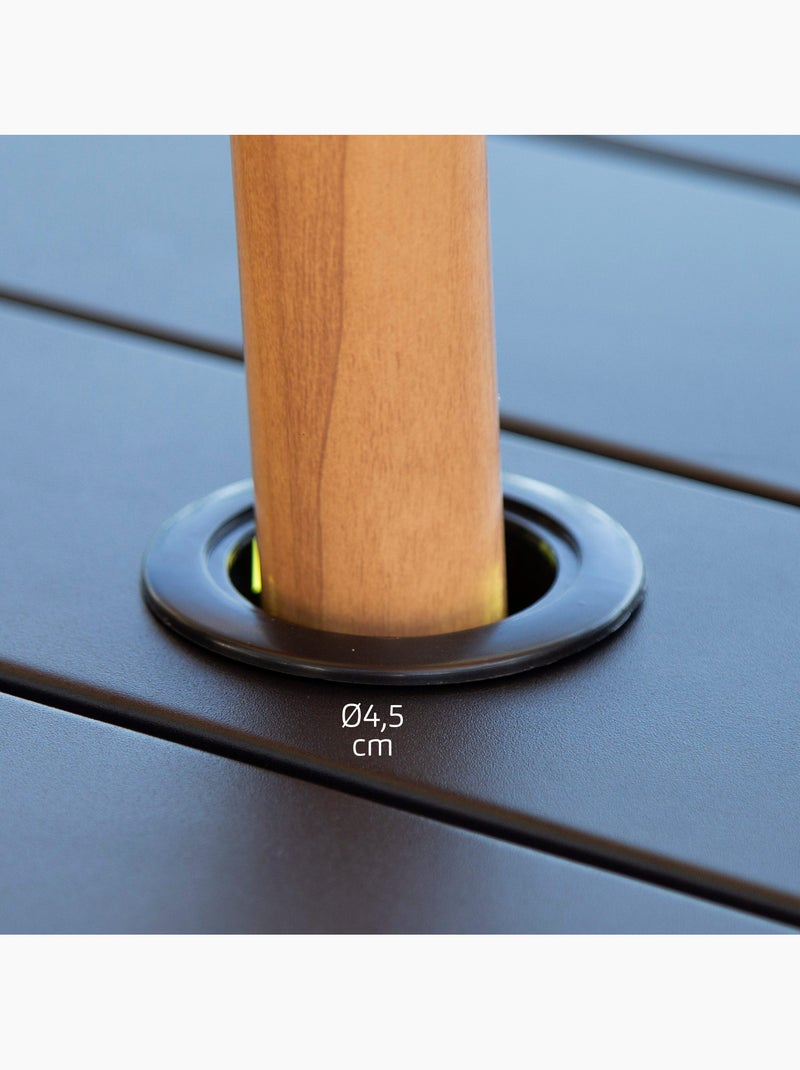 Aktive tavolo da giardino pieghevole in acciaio per 4 persone con foro per ombrellone 120x75x70 cm Nero - Kiabi