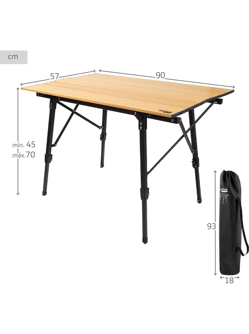 Aktive tavolo pieghevole da campeggio con altezza regolabile Legno naturale - Kiabi