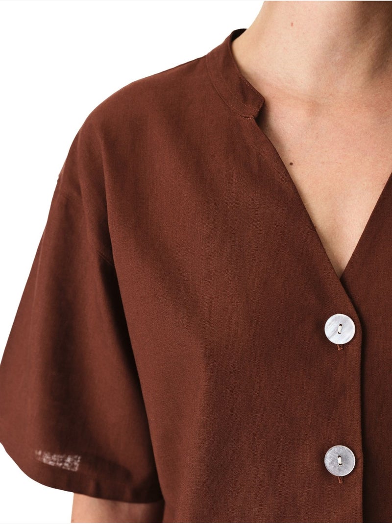 Alice camicia a maniche corte penti Marrone - Kiabi