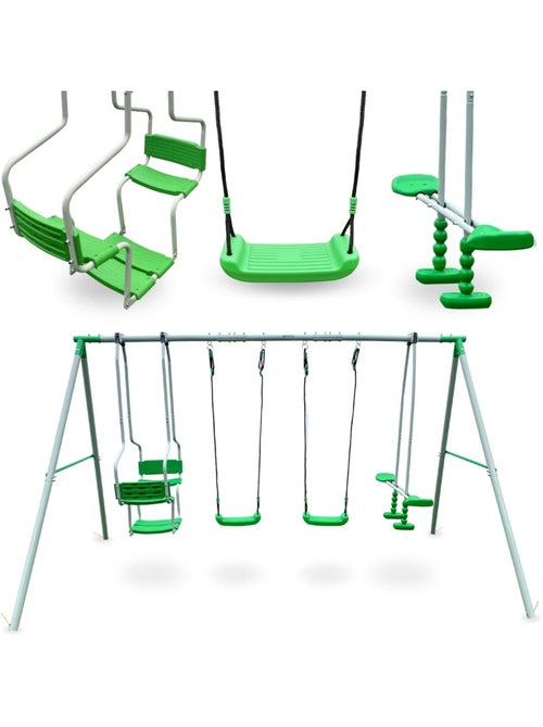 Altalena 6 Posti HyperMotion - 2 Sedili, Faccia a Faccia e Seggiolino a Cesto - Struttura 300 kg - Kiabi