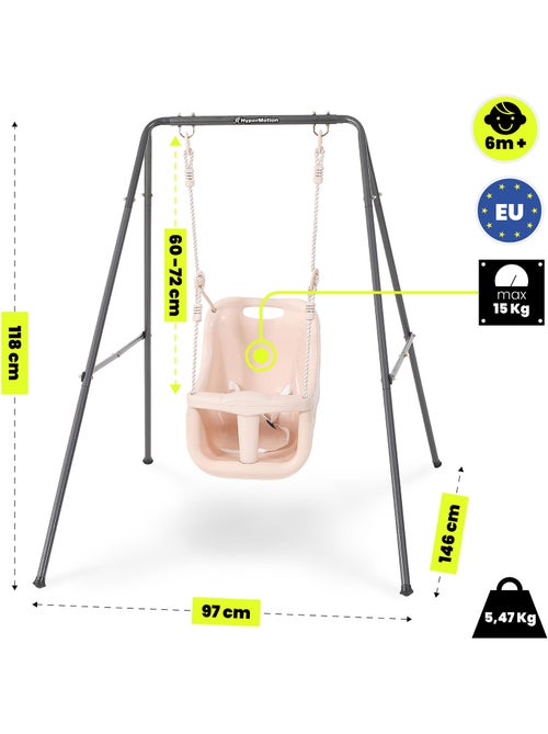 Altalena bebè HyperMotion con cintura, struttura acciaio, 6 mesi+, interno/esterno - Kiabi