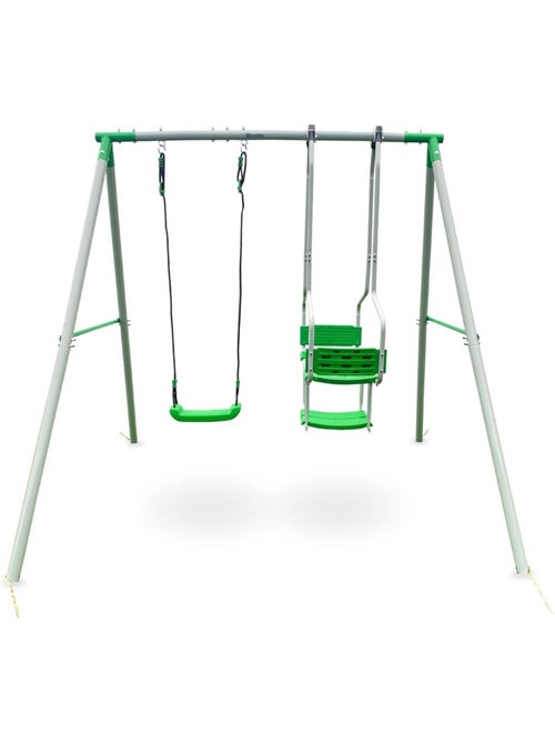 Altalena da giardino 3 posti per bambini in acciaio, con seduta doppia e singola - Kiabi Altalena da giardino 3 posti per bambini in acciaio, con seduta doppia e singola - Kiabi