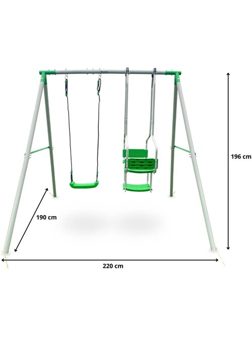 Altalena da giardino 3 posti per bambini in acciaio, con seduta doppia e singola - Kiabi Altalena da giardino 3 posti per bambini in acciaio, con seduta doppia e singola - Kiabi