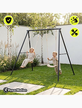 Altalena Doppia da Giardino HyperMotion - Acciaio 3-12 Anni - 2 Sedili 100 kg