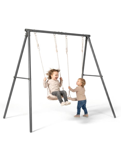Altalena Doppia da Giardino HyperMotion - Acciaio 3-12 Anni - 2 Sedili 100 kg - Kiabi