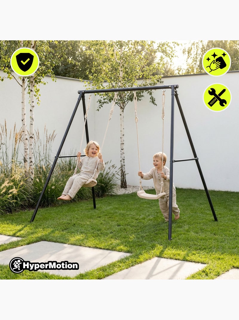 Altalena Doppia da Giardino HyperMotion - Acciaio 3-12 Anni - 2 Sedili 100 kg Grigio - Kiabi
