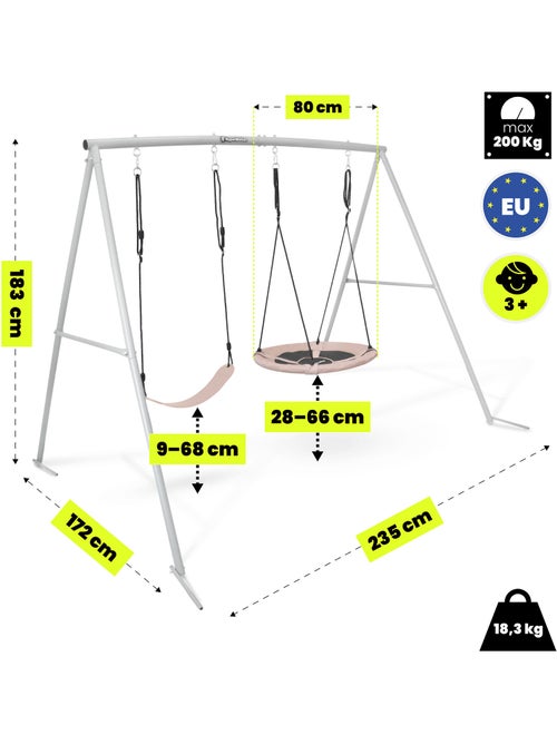 Altalena doppia HyperMotion 2 in 1 con nido e sedile per bambini - Kiabi Altalena doppia HyperMotion 2 in 1 con nido e sedile per bambini - Kiabi