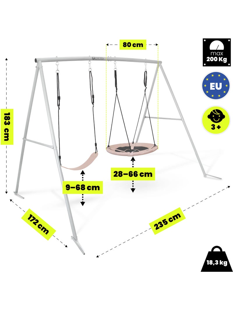 Altalena doppia HyperMotion 2 in 1 con nido e sedile per bambini Beige - Kiabi