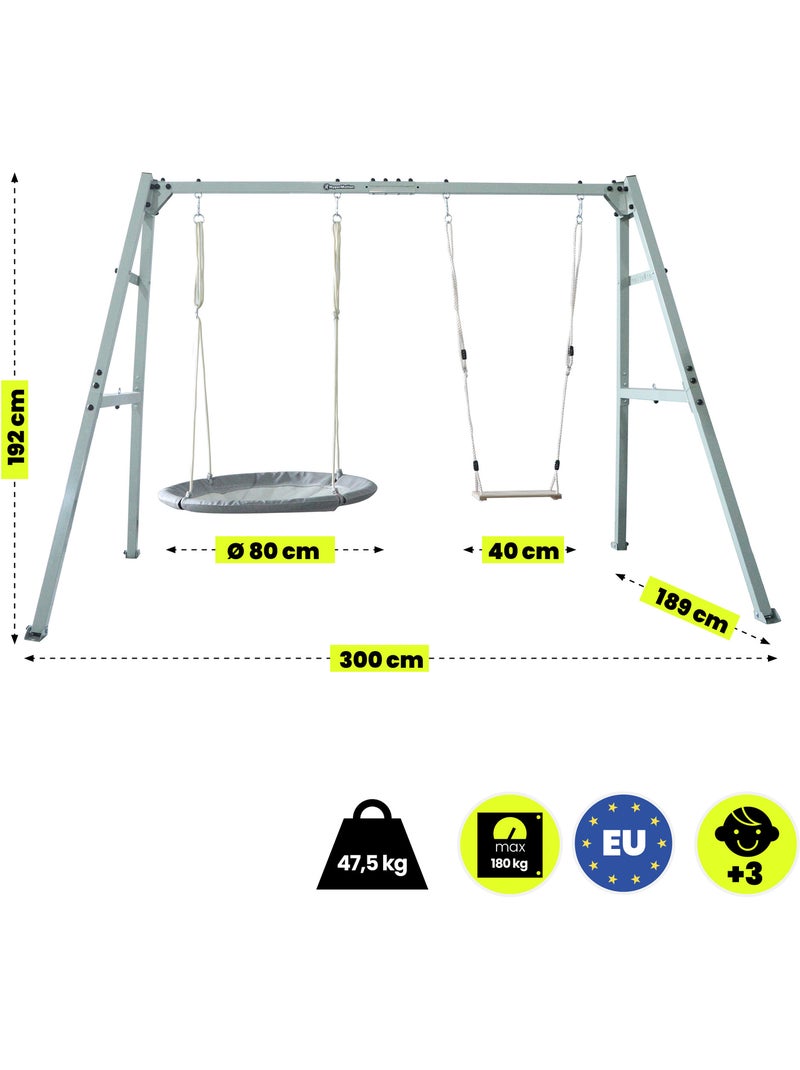 Altalena HyperMotion 4 in 1 con amaca, altalena e nido per bambini Grigio - Kiabi