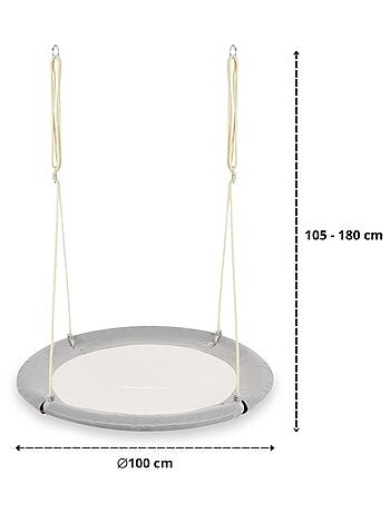 Altalena Nido da Giardino Ø100 cm Grigia Portata 150 kg per Bambini e Adulti