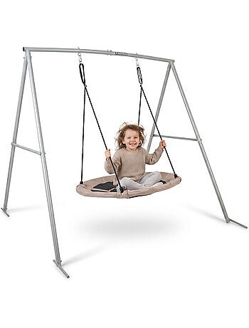 Altalena nido HyperMotion con struttura da 100 cm grigio e beige