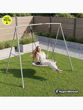 Altalena nido HyperMotion con struttura da 100 cm grigio e beige