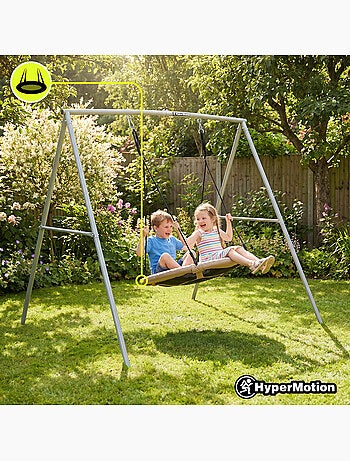 Altalena nido HyperMotion con struttura da 100 cm grigio e beige