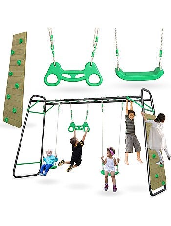 Altalena XXL HyperMotion in acciaio con trapezio e parete da arrampicata