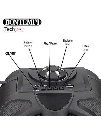 Altoparlante wireless con microfono e luci 19x15x16 cm bontempi
