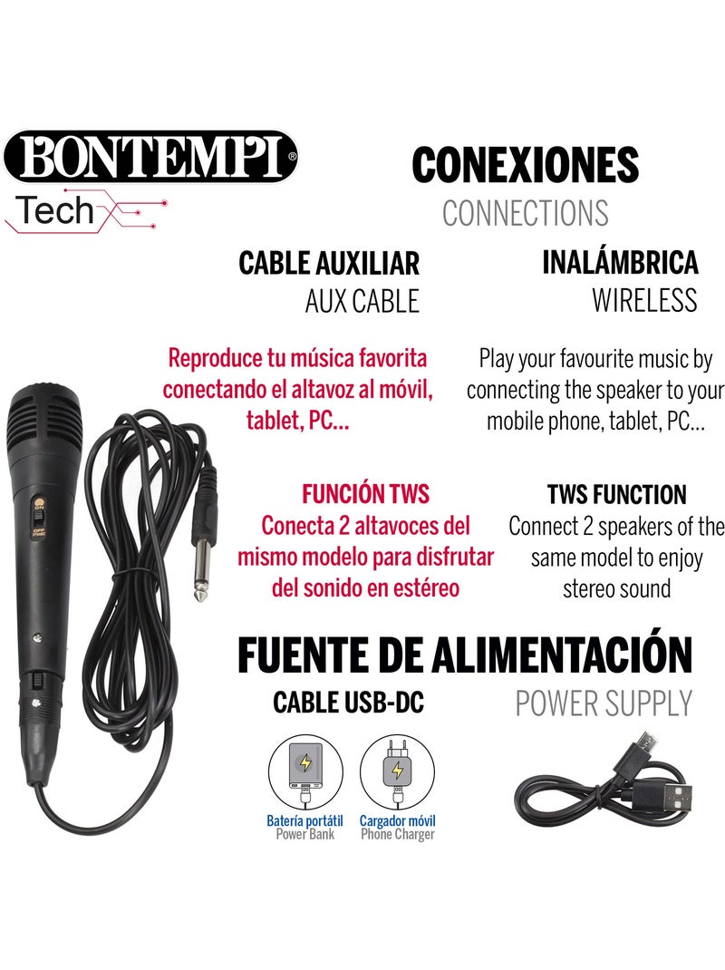 Altoparlante wireless con microfono e luci 19x15x16 cm bontempi N/D - Kiabi