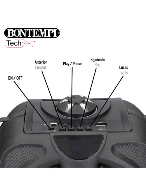 Altoparlante wireless con microfono e luci 19x15x16 cm bontempi - Kiabi