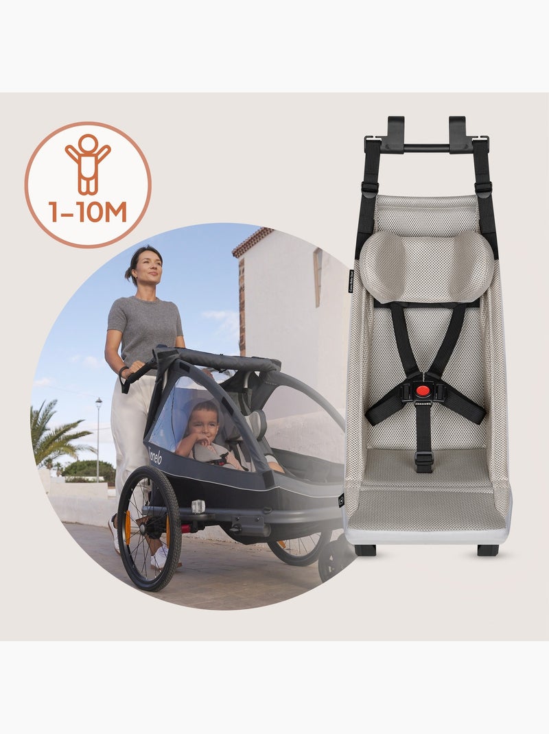 Amaca per rimorchio da bicicletta LIONELO Cama 2 in 1 – Da 1 a 10 mesi – Rivestimento ventilato Grigio - Kiabi