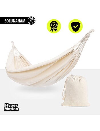 Amaca sospesa da giardino bohémien beige con custodia – leggera e portatile