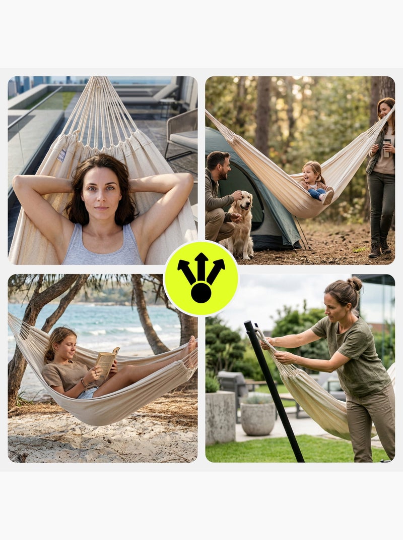 Amaca sospesa da giardino bohémien con custodia – leggera e portatile Beige - Kiabi