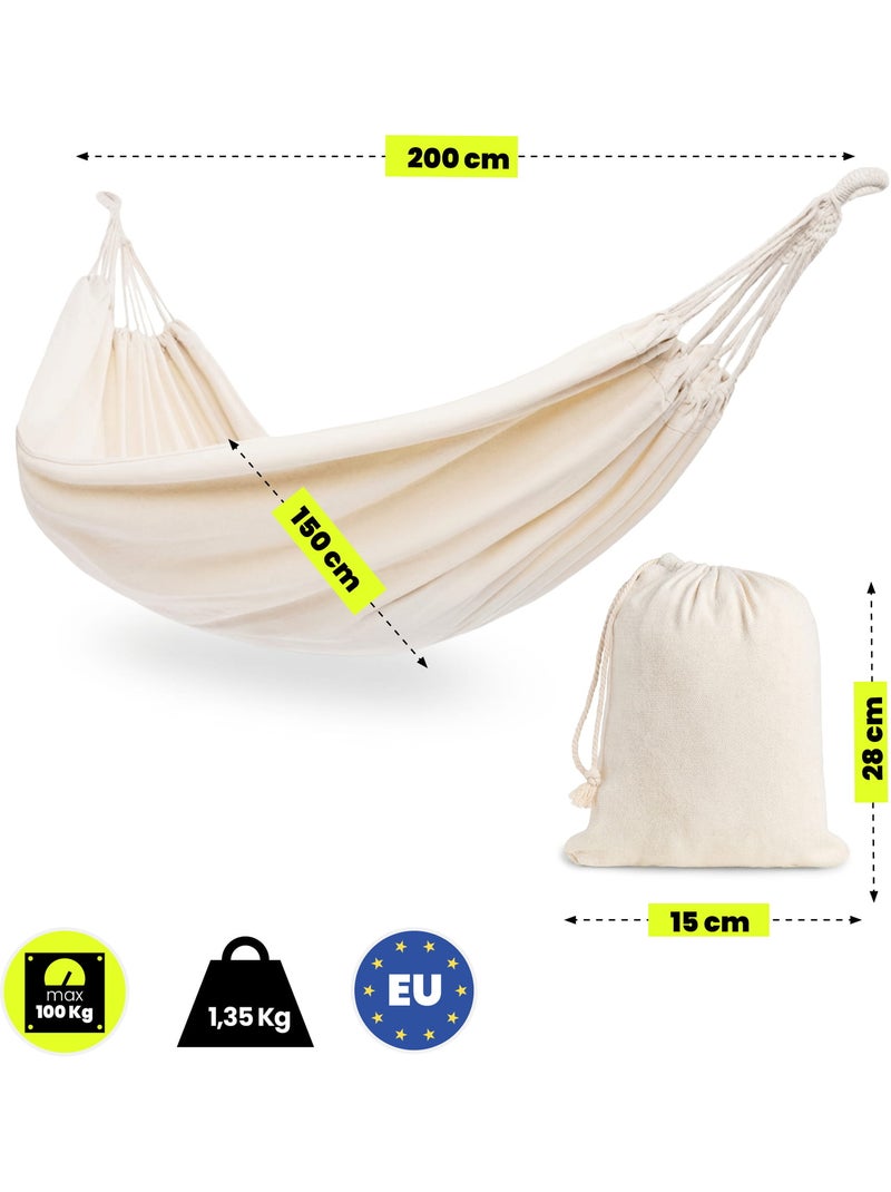 Amaca sospesa da giardino bohémien con custodia – leggera e portatile Beige - Kiabi