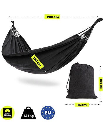 Amaca sospesa da giardino bohémien grigia con custodia – leggera e portatile