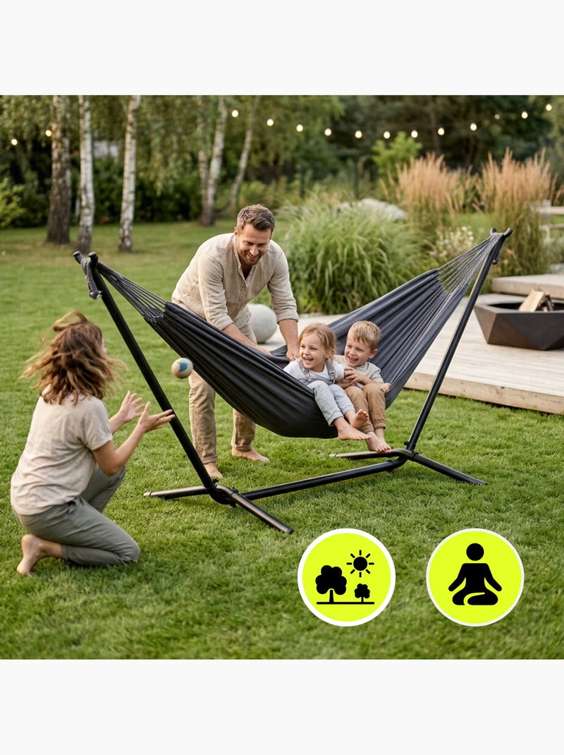 Amaca sospesa da giardino bohémien grigia con custodia – leggera e portatile Grigio - Kiabi