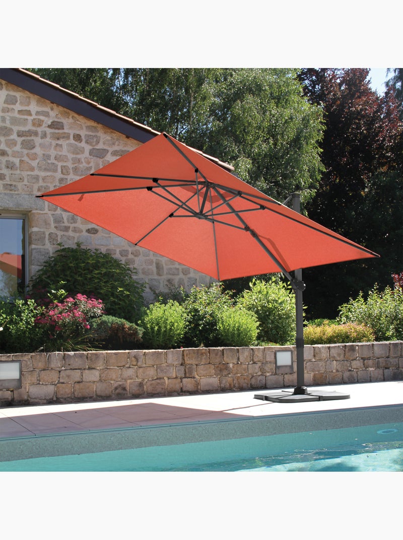 Ampio parasole rettangolare con rotazione a 360° Terracotta - Kiabi
